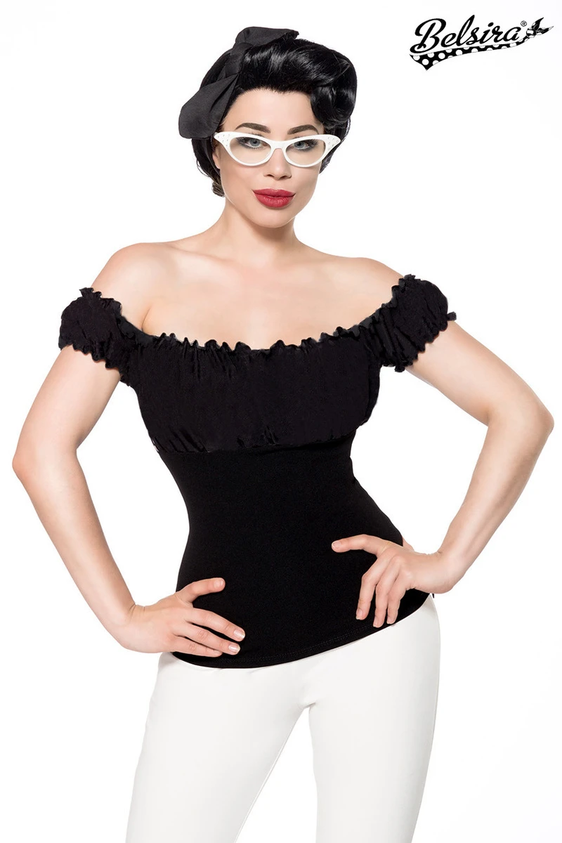 Jersey-Top Im Carmen Stil Jersey-Top Im Carmen Stil