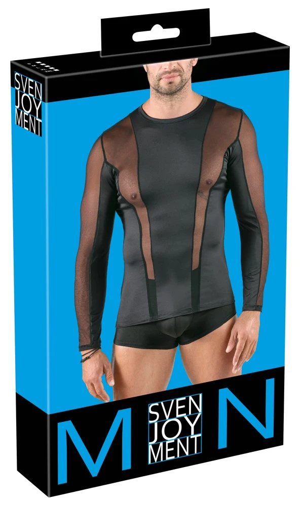 Svenjoyment Longsleeve mit transparentem Netz - körpernahes Shirt im stylischen Mesh-Mix für maximalen Komfort