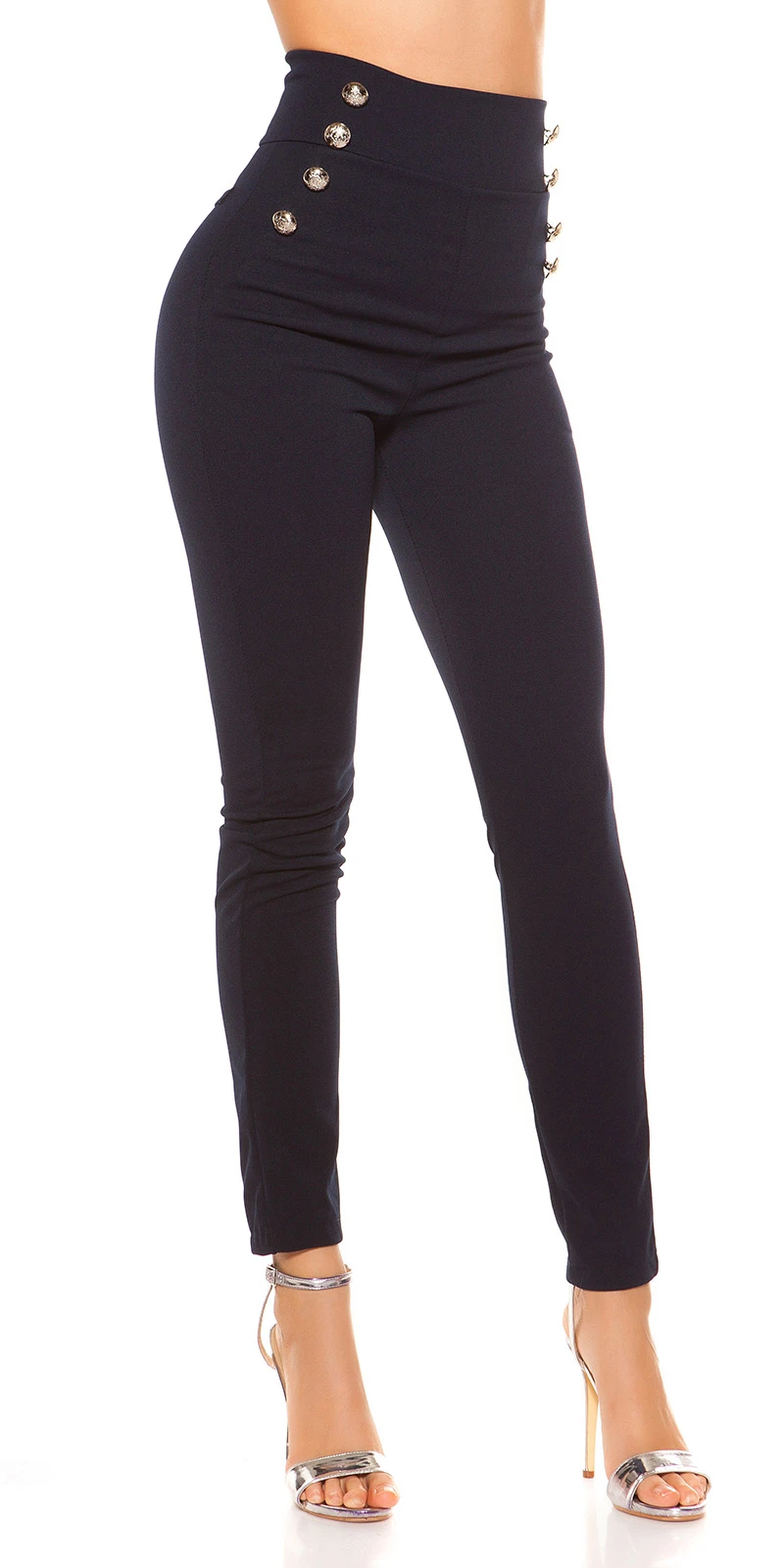 Business High Waist Leggings Stoff Hose mit Marine Effekt Business High Waist Leggings Stoff Hose mit Marine Effekt