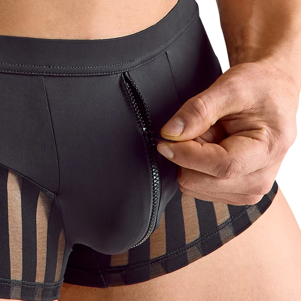 Herren Pants, Elegante Pants aus weicher Mikrofaser mit transparenten Streifen und diskretem Reißverschluss für optimalen Tragekomfort