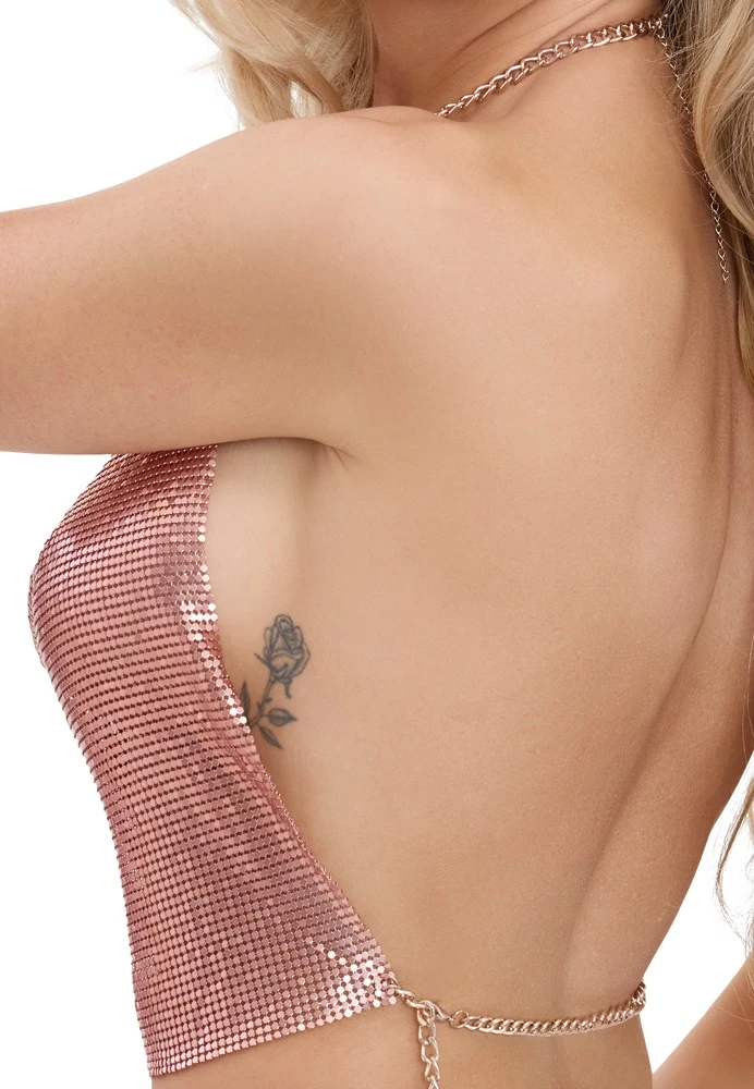 Metall Crop-Top roségold Wasserfall-Ausschnitt bauchfrei mit verstellbaren Ketten glamouröse Reizwäsche Cottelli ACCESSOIRES