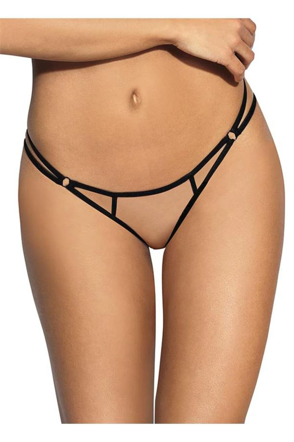 Axami schwarz String-Stickmuster mit transparentem Tüll Axami schwarz String-Stickmuster mit transparentem Tüll