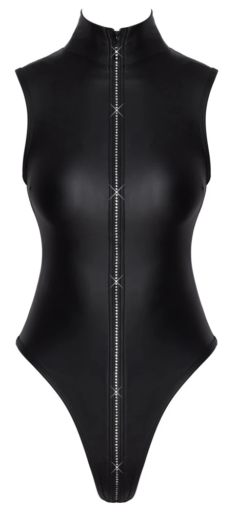 Mattlook-Riobody mit Stehkragen, funkelndem Strass-Zipper bis unten und sexy Schnitt für eine starke Silhouette von Cottelli