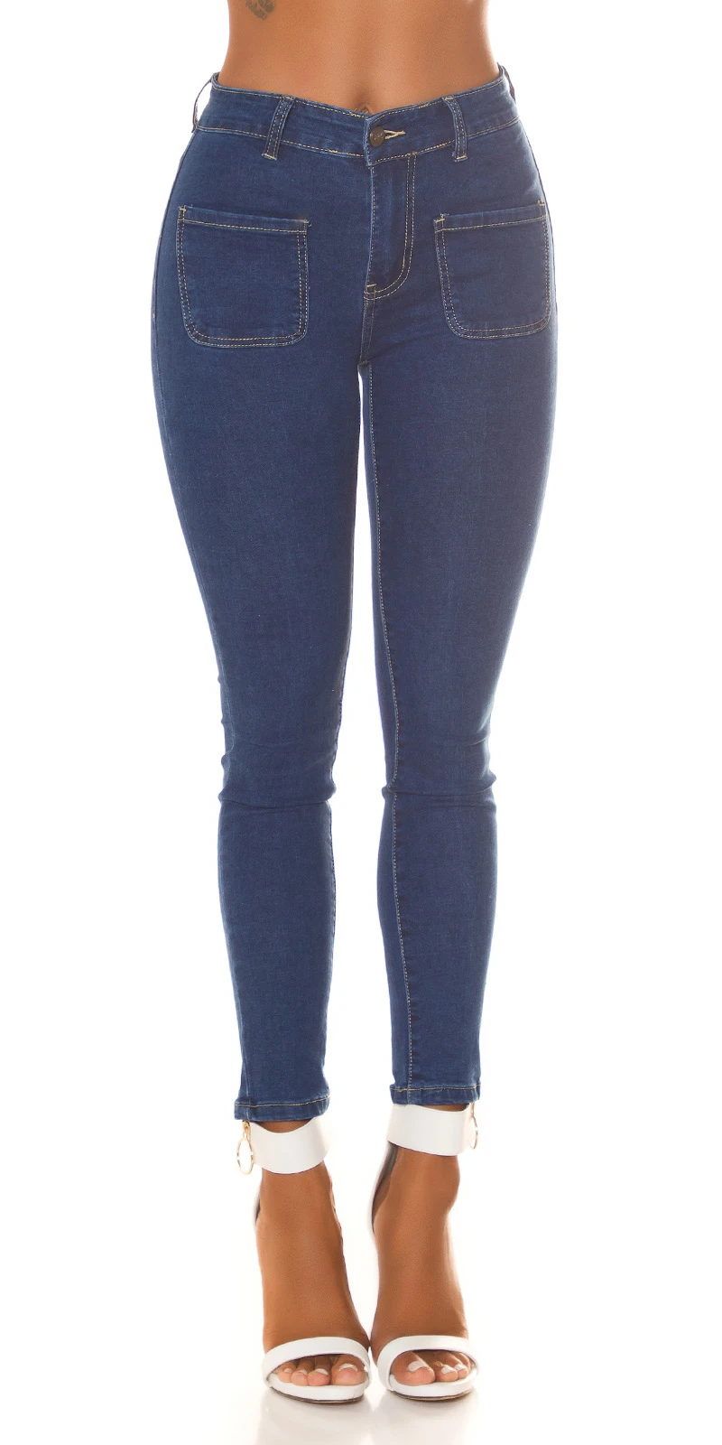 High Waist Skinny Jeans mit hippem Taschen Look High Waist Skinny Jeans mit hippem Taschen Look