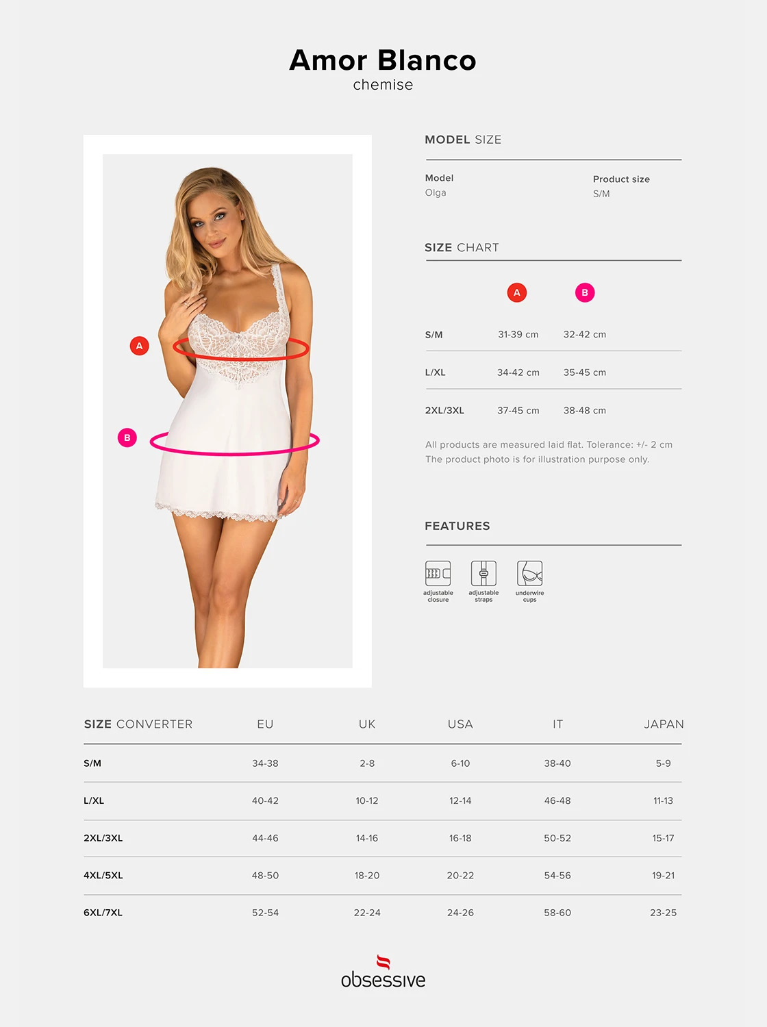 Weiche Chemise mit eleganter Spitze und Cups von Obsessive Weiche Chemise mit eleganter Spitze und Cups von Obsessive