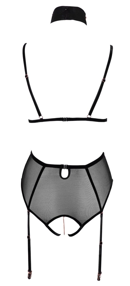 Abierta Fina Body ouvert mit abnehmbaren Strapsen