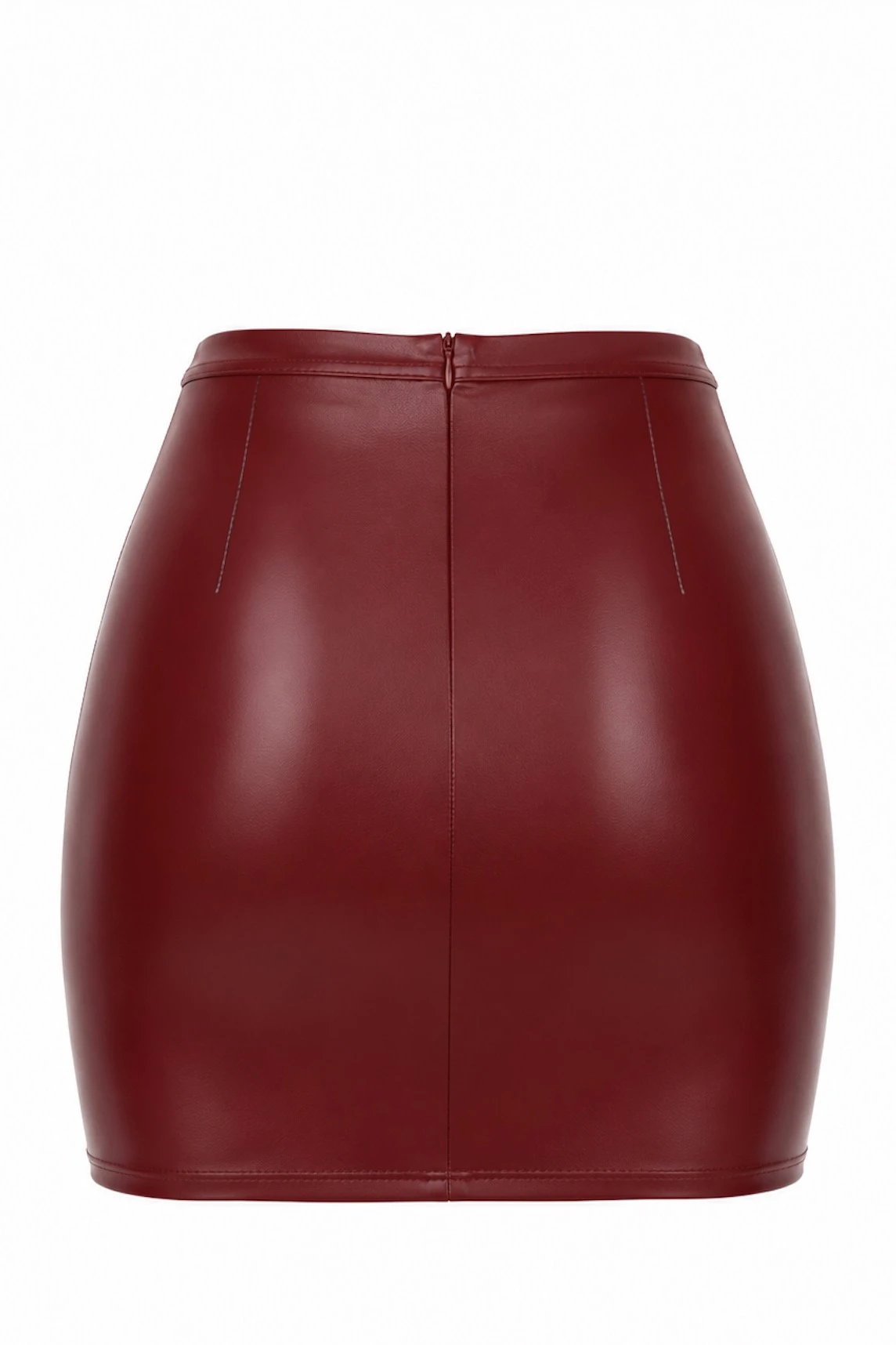 Kinky Minirock aus Powerwetlook - Noir Handmade F399 Bordeaux Affair - sexy in Burgunder mit dekorativen Nähten und schmalem Bund