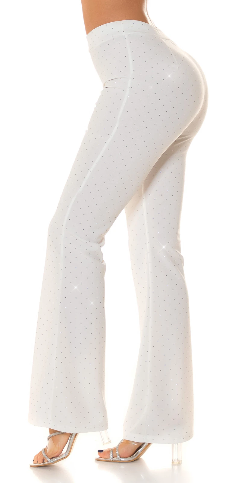 Damen Highwaist Hose Stretchhose Ausgestellt mit Schlag Schlaghose Partyhose mit Glitzer-Effekt Damen Highwaist Hose Stretchhose Ausgestellt mit Schlag Schlaghose Partyhose mit Glitzer-Effekt