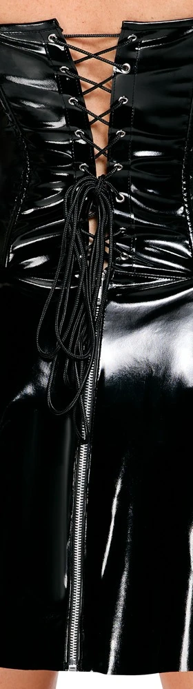 Kinky Lack Kleid Haken Verschluss, Verführerisches Lack-Minikleidvon Black Level mit Corsagen-Oberteil, Figurschmeichelndes Design für einen sexy und eleganten Look!