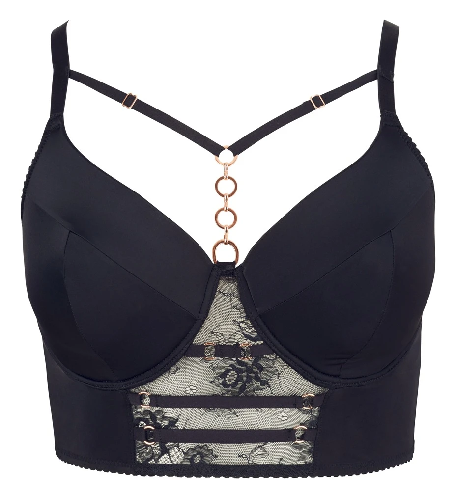 Cottelli Longline-BH mit dekorativen Dekolleté-Bändern mit edlen, roségoldfarbenen Details