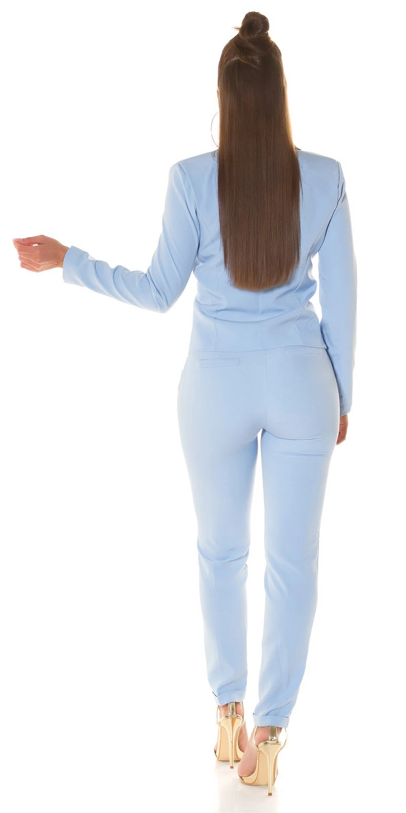 Uni Business Look Hüft Röhren Hose mit Deko Krempel Uni Business Look Hüft Röhren Hose mit Deko Krempel