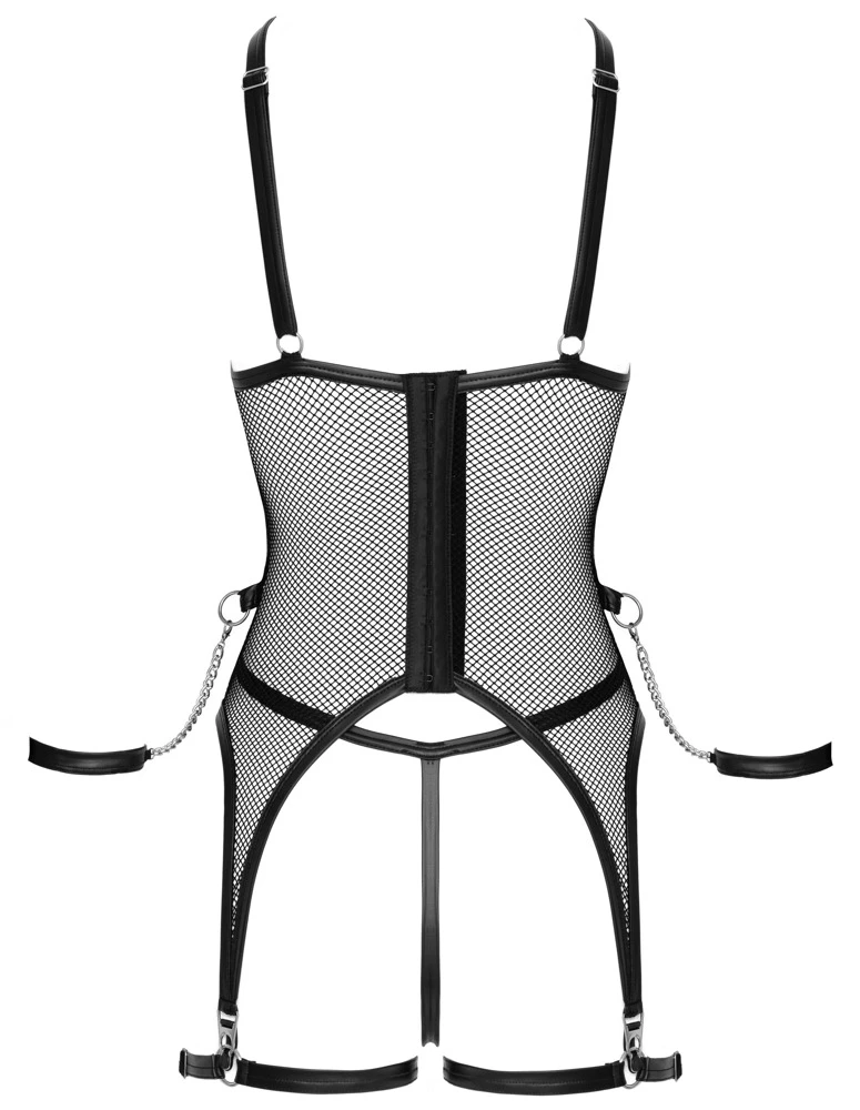 Reizwäsche Bondage Strapshemd Set Ouvert Netz Mattlook mit Fesseln verrucht Schwarz Cottelli von Cottelli BONDAGE