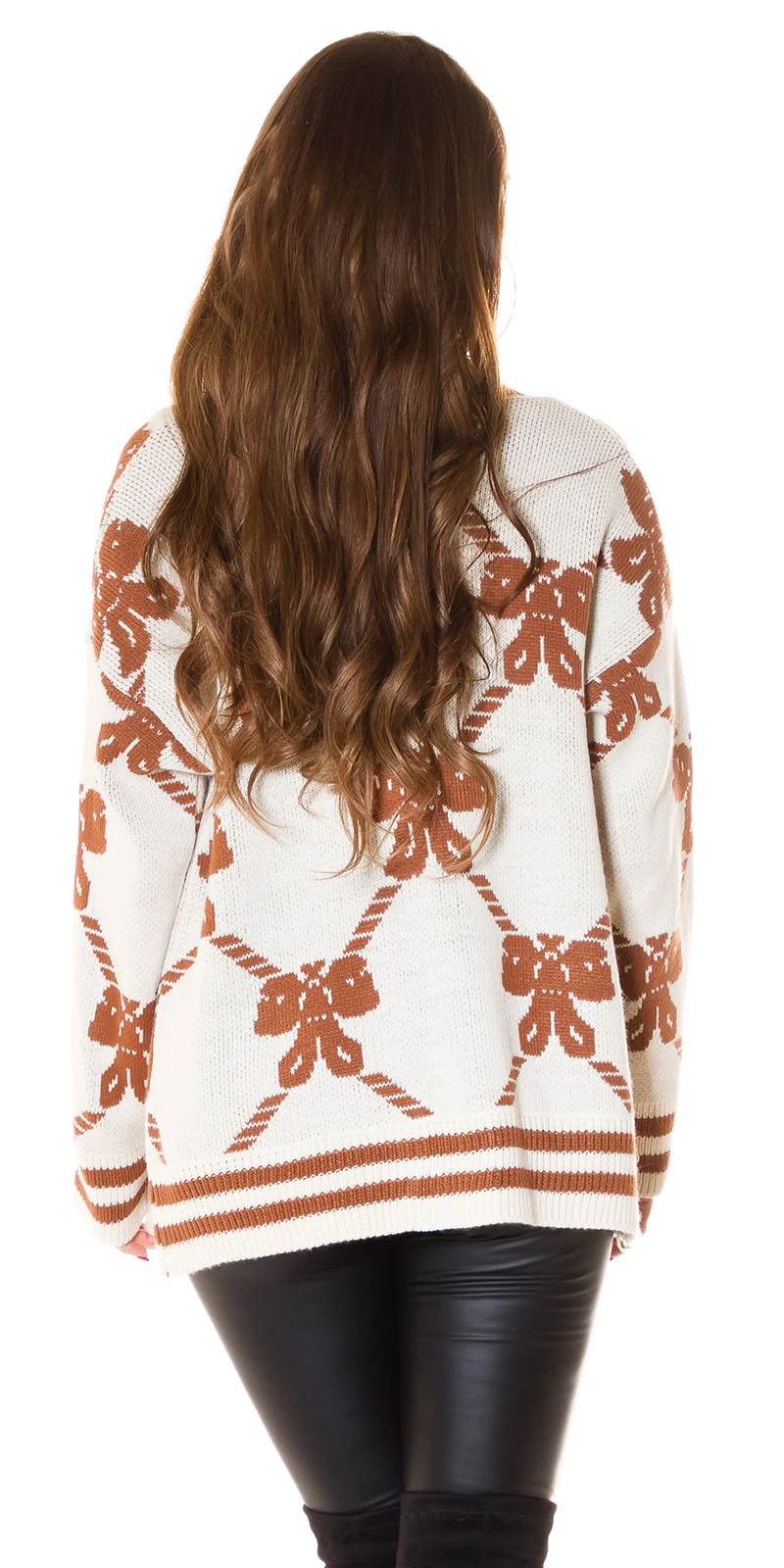 V-Neck Strick Jacke Cardigan im Oversize-Style mit Print