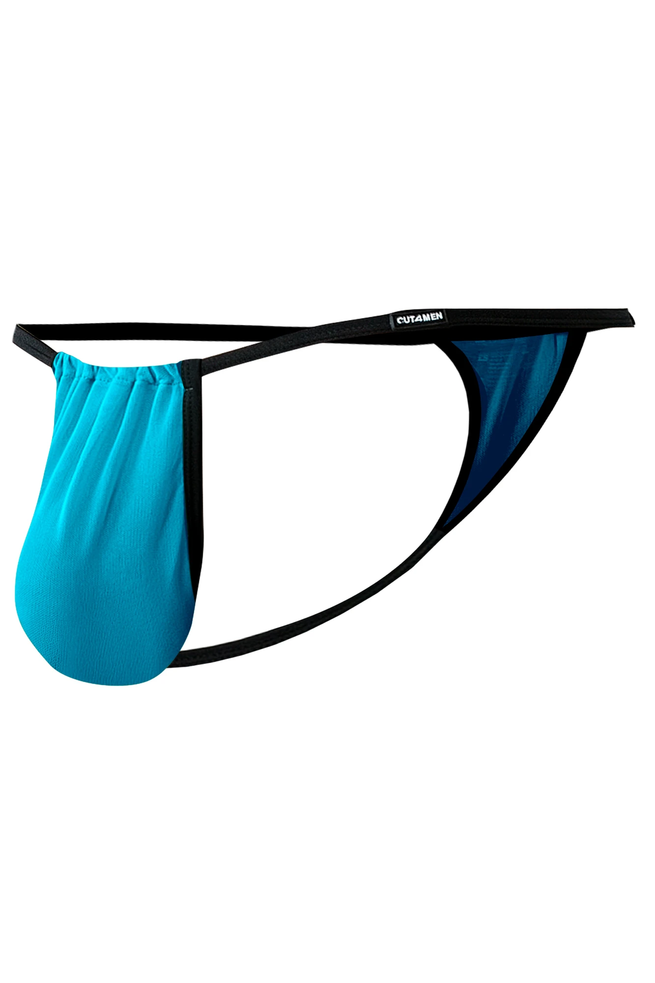 Türkis Knapper String aus weichem, transparentem Netzstoff mit zusammenschiebbarem Suspensorium und markantem Frontlogo CUT4MEN Netz Pouch C4MSPX04