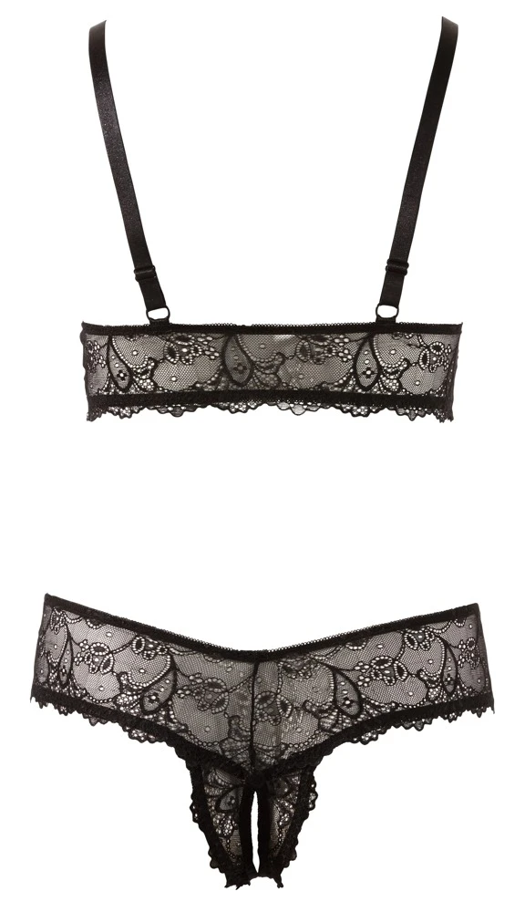 Verführerische Spitze Set Ouvert Slip Soft-BH mit verstellbaren Trägern