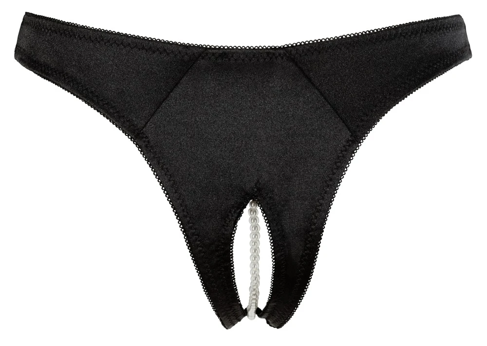 Cottelli LINGERIE Rio Perlen Slip ouvert mit Perlenkette durch den Schritt