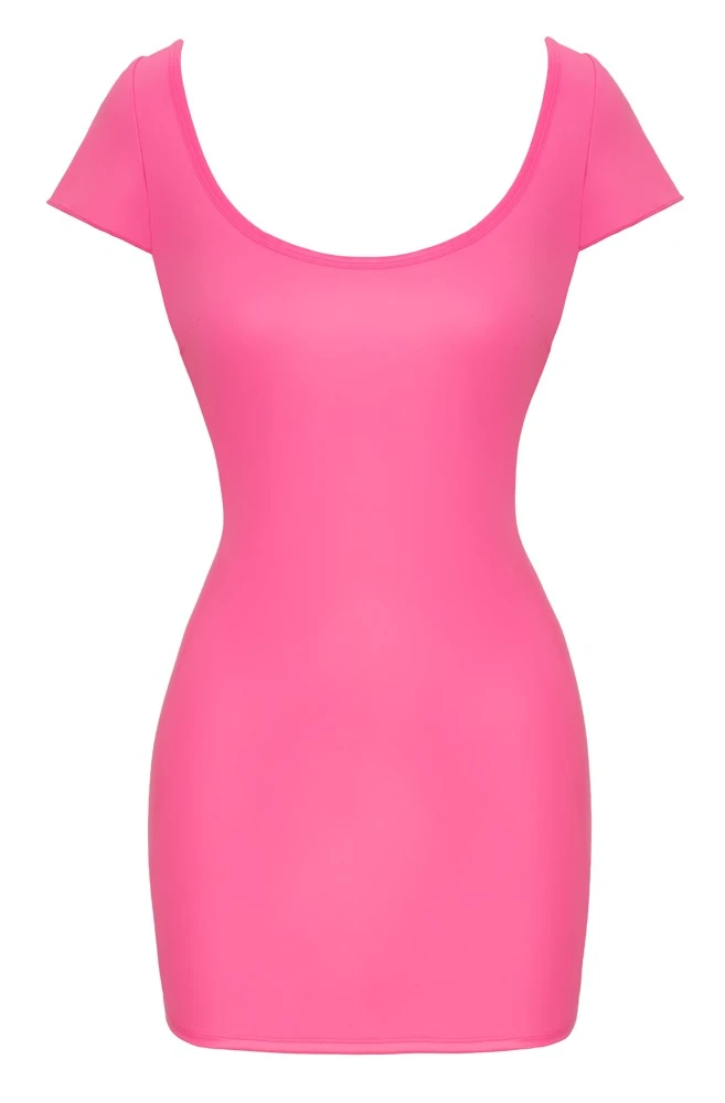 Cottelli PARTY Kleid Hotpink verführerisches Minikleid für Frauen, edler Matt-Look, Kurzarm, anschmiegsame Reizwäsche elastisch