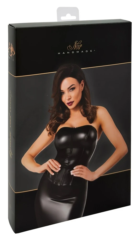 Noir Handmade Edles Corsagentop aus Powerwetlook, Erotische trägerlose Corsage, durchgehende Reißverschluss vorne Noir Handmade Edles Corsagentop aus Powerwetlook, Erotische trägerlose Corsage, durchgehende Reißverschluss vorne