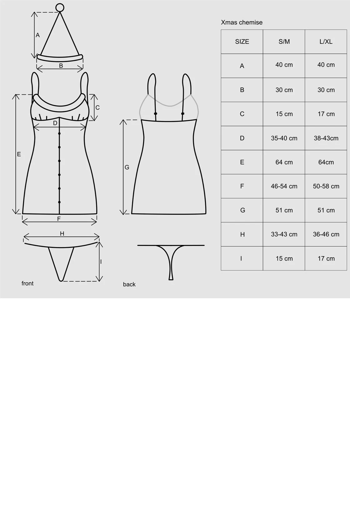 Erotisches Xmas Chemise inkl. String & Mütze