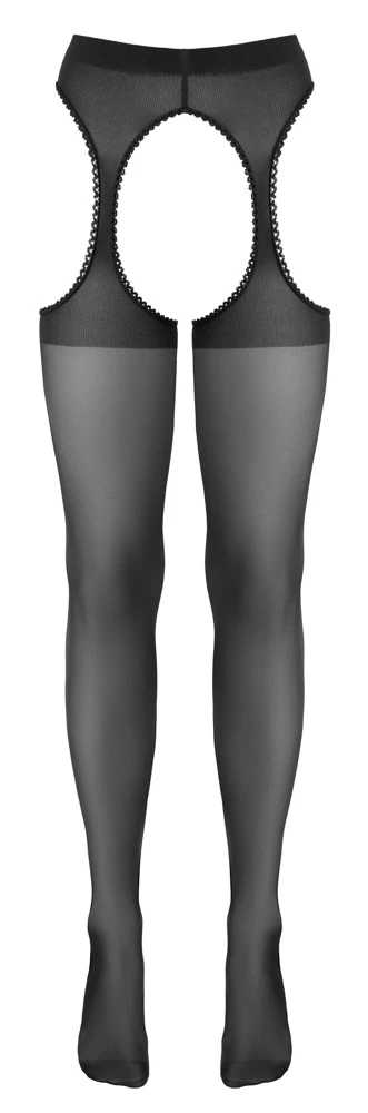 Cottelli LEGWEAR Strumpfhose Ziernaht am hinteren Bein offenem Schritt und Cut-outs