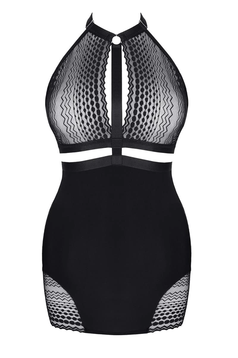 Schwarzes Minikleid mit schwarzer Spitze von Demoniq