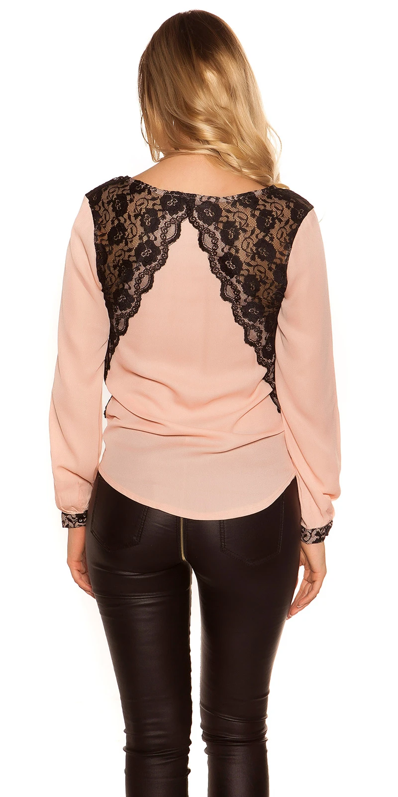 Beautiful Schlupf-Bluse im Wickel-Look mit Spitzen-Einsatz Beautiful Schlupf-Bluse im Wickel-Look mit Spitzen-Einsatz