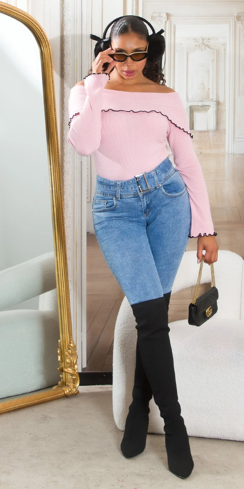 Uni Highwaist Skinny Jeans mit Schnallen-Detail, Dein perfekter Look für den modernen Alltag Uni Highwaist Skinny Jeans mit Schnallen-Detail, Dein perfekter Look für den modernen Alltag