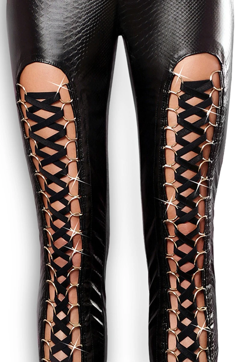 Wetlook Hose mit nickelfreien Ösen und Schnürung