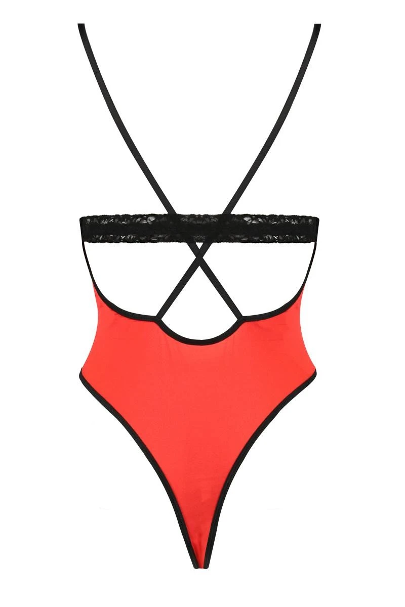 Stringbody mit Spitzeneinsatz von Passion Dessous