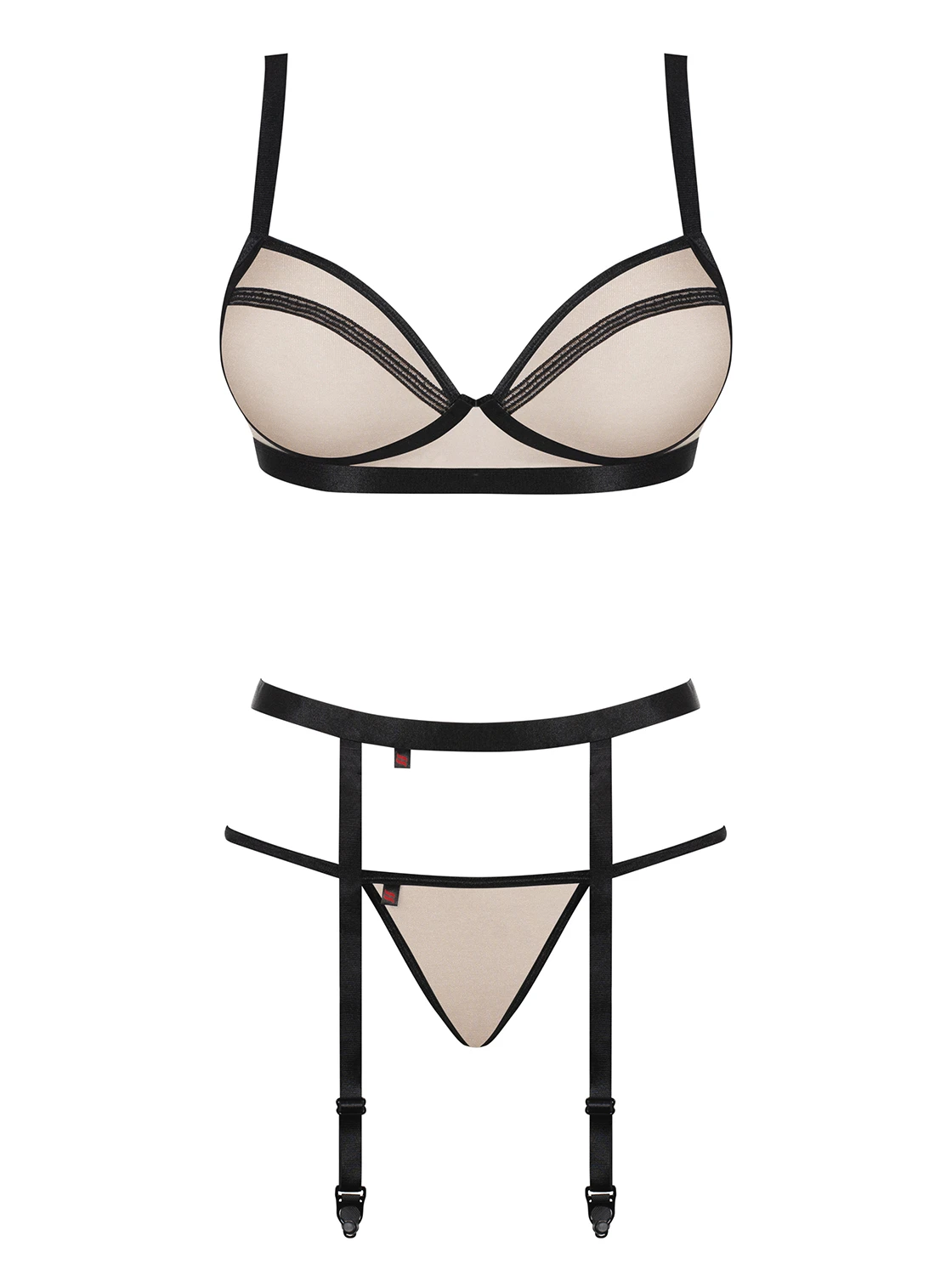 Nude Dessous Set mit Streifendesign