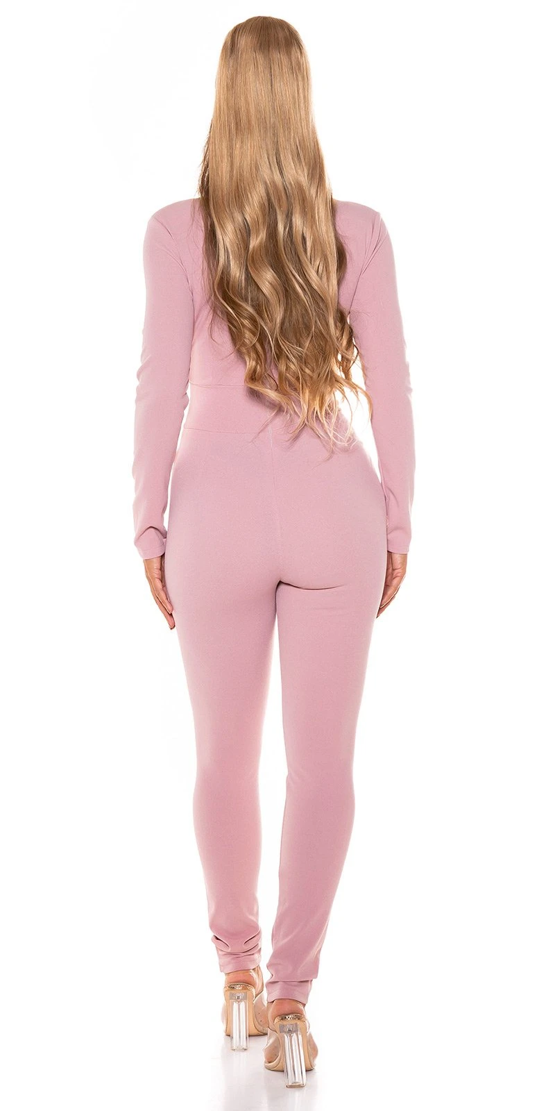 Business Wickel V-Neck Maxi Jumpsuit mit Deko Knöfpe Business Wickel V-Neck Maxi Jumpsuit mit Deko Knöfpe