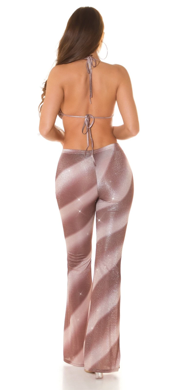 Glitter Streifen High Waist Hose mit Schlag Glitter Streifen High Waist Hose mit Schlag