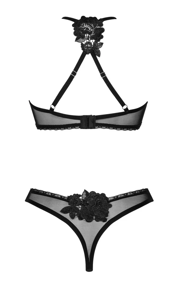 Obsessive Soft-BH und Riostring im schwarz-transparenten Set. Sinnliche Verführung mit Tragekomfort aus weichem Strechtüll.