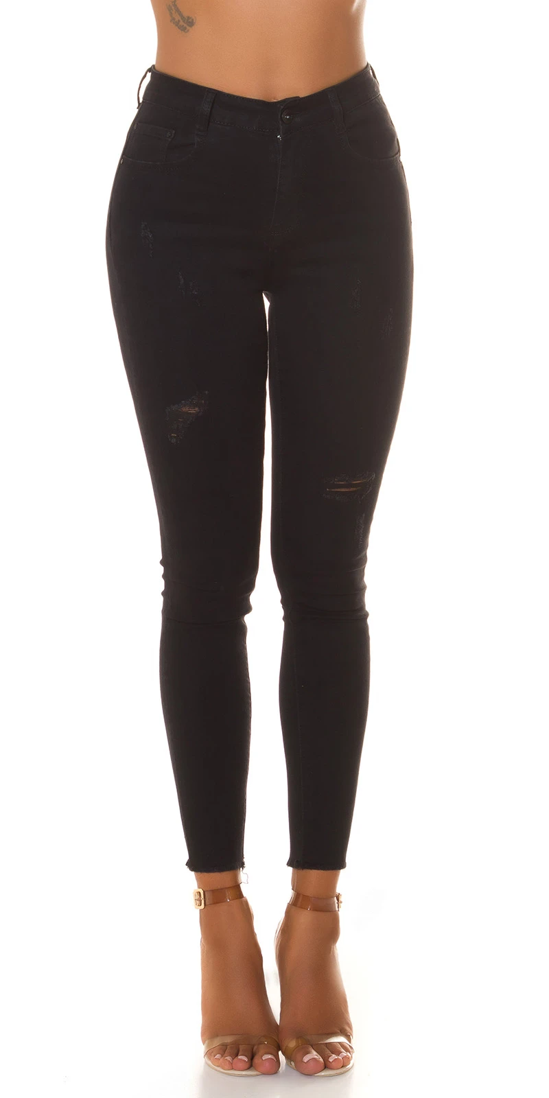 Skinny High Waist Destroyed Look Jeans