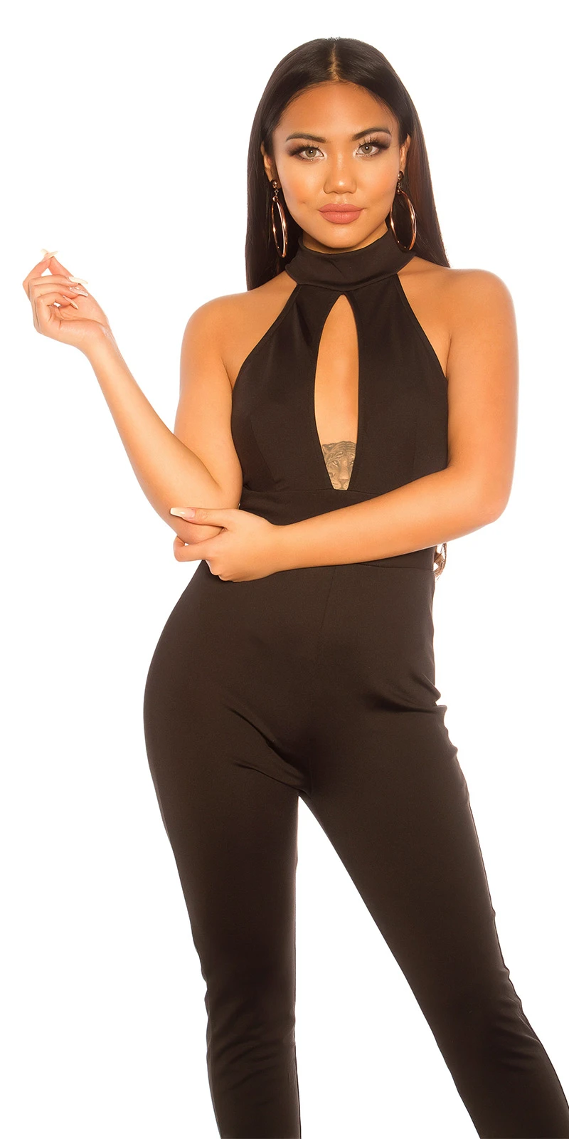 Uni Turtle Neck Maxi Jumpsuit mit Cutout