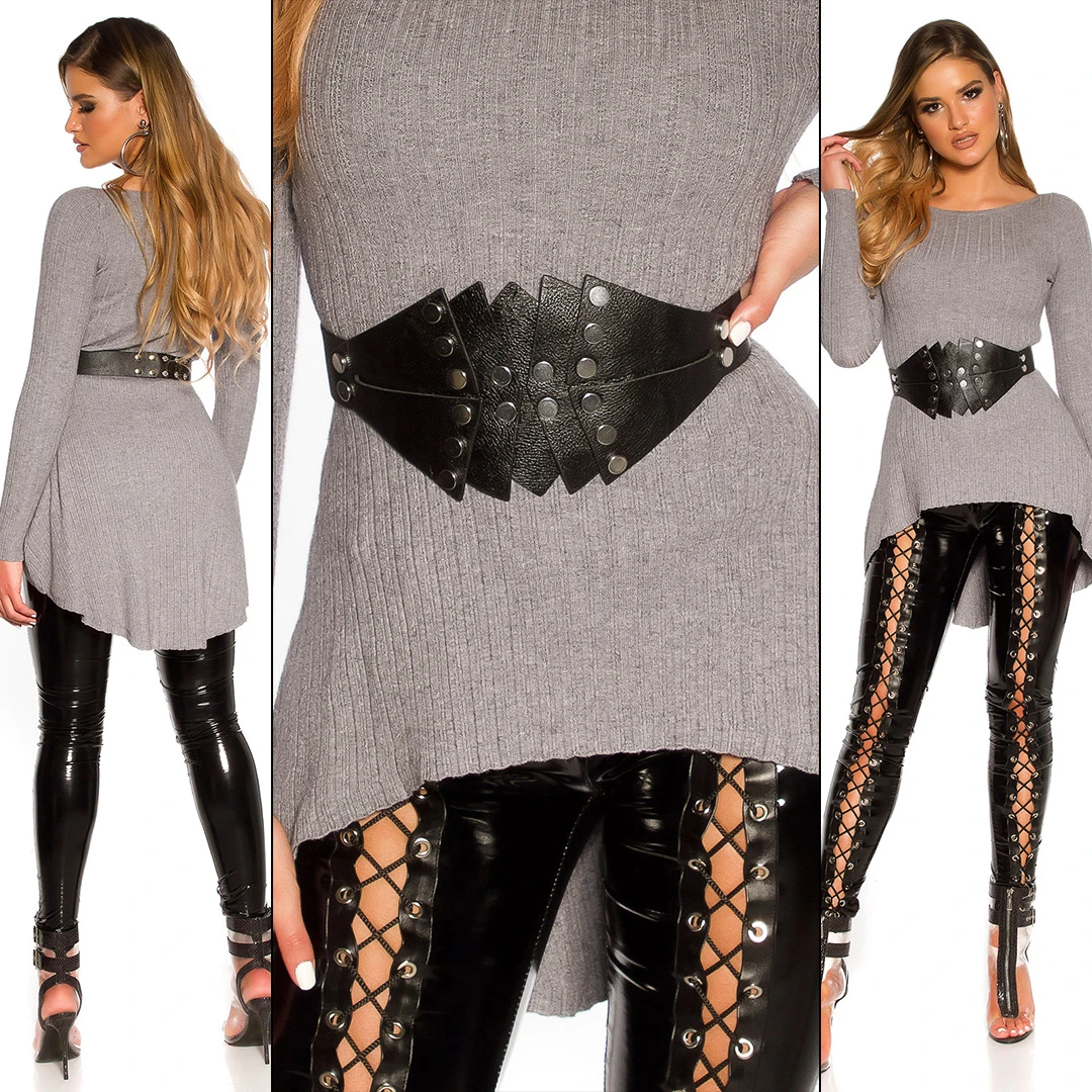 Stylo Kunstleder Taillen Gürtel mit Deko Knöpfe Stylo Kunstleder Taillen Gürtel mit Deko Knöpfe