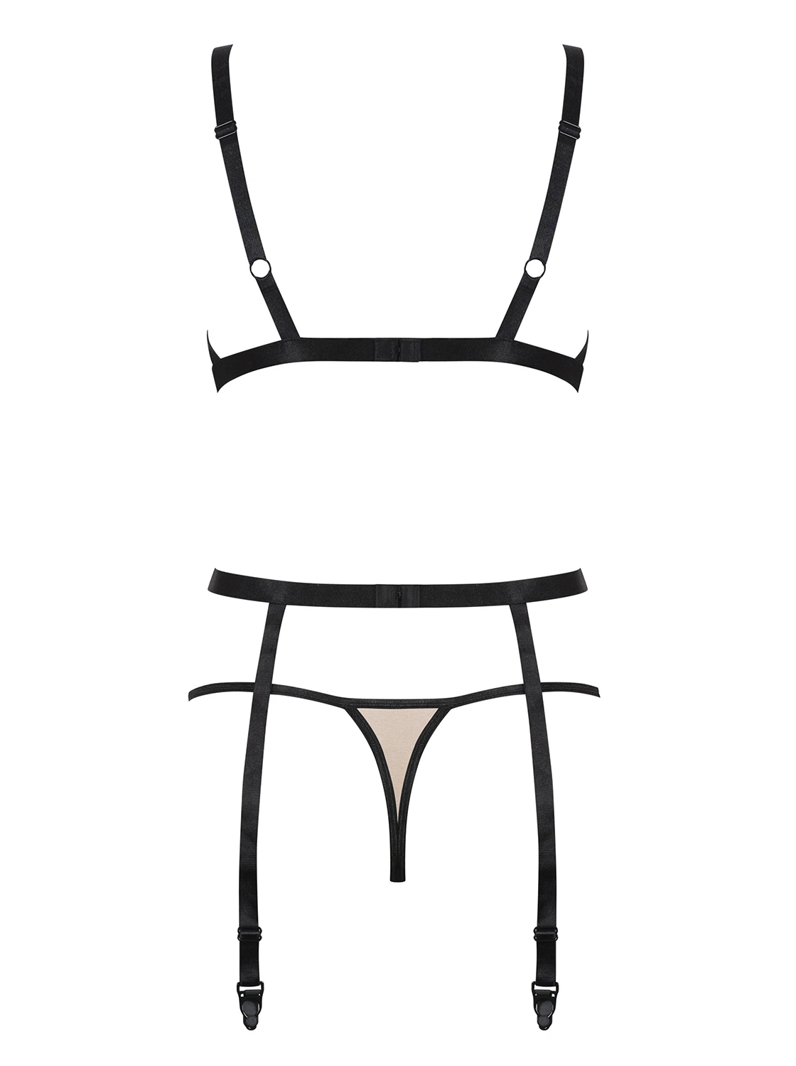 Nude Dessous Set mit Streifendesign