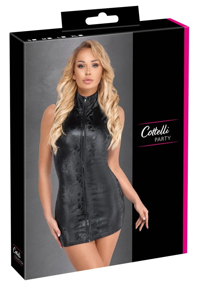 Cottelli PARTY Kurzes enges Mini Kleid in Schlangenhaut-Optik ärmellos mattglänzend