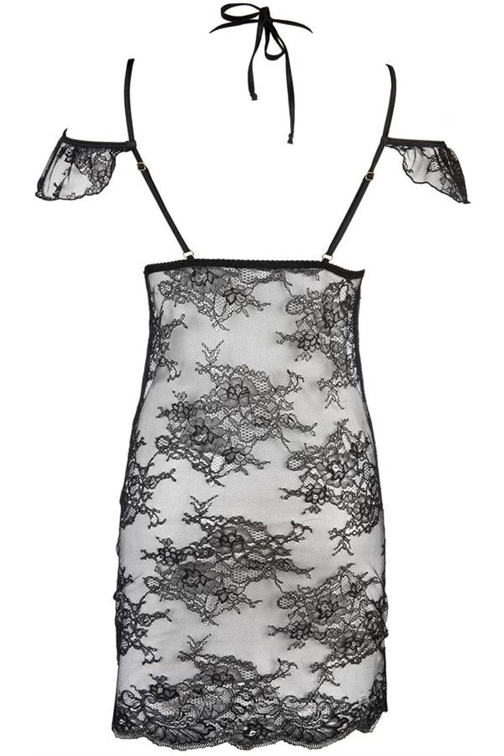 Axami transparentes Babydoll mit String aus feinster Spitze in schwarz Axami transparentes Babydoll mit String aus feinster Spitze in schwarz