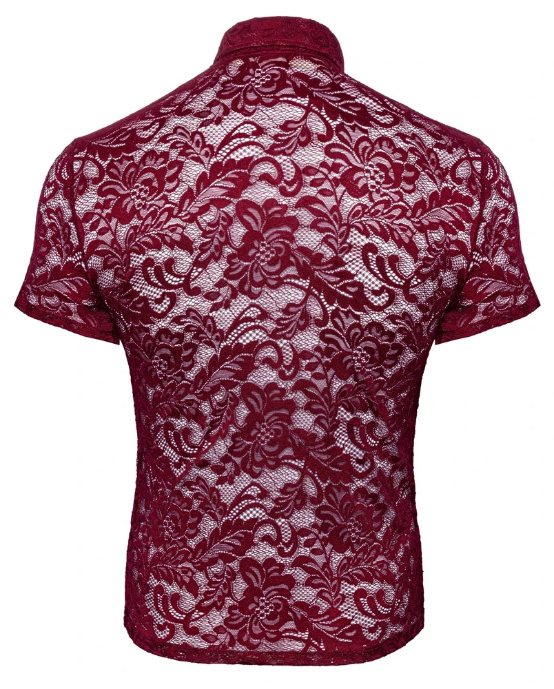 Herren Shit,Svenjoyment bringt mit diesem floralen Kurzarm-Hemd in Dunkelrot pure Sinnlichkeit, Komfort und Stil auf den Punkt - ein Blickfang mit Klasse