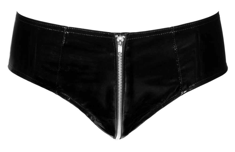 Slip von Black Level komplett im schwarzen Lackglanz. Mit durchgehendem, unterlegtem Metall-Reißverschluss.