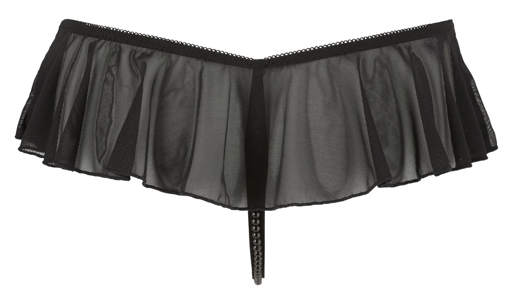Cottelli LINGERIE String mit Volant Ouvert String mit schwarzer Perlenkette