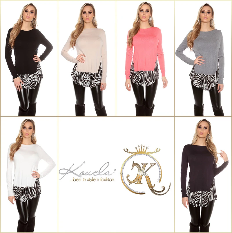 Chic Feinstrick Pullover mit Under-/Over-Effekt Chic Feinstrick Pullover mit Under-/Over-Effekt