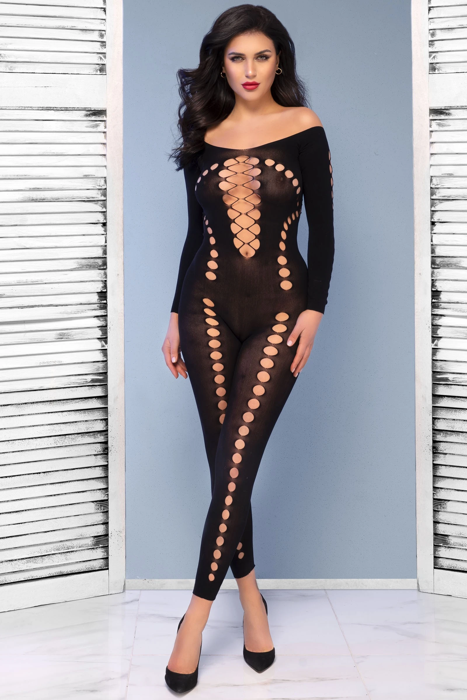 Grobmaschiger Bodystocking elastisch mit Cut Outs von Chilirose