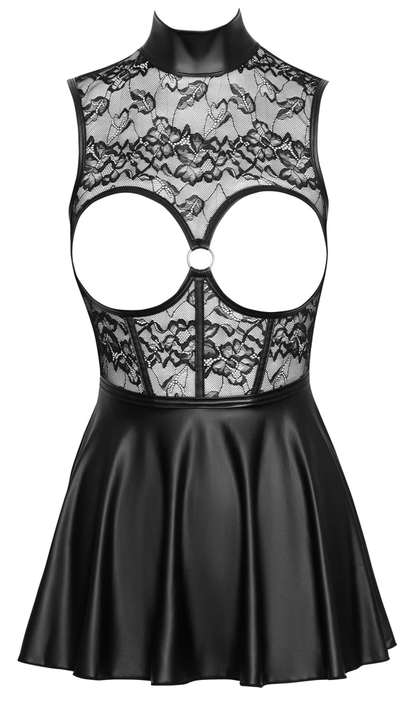 Cottelli busenfreiesKinky Minikleid im edlen Material-Mix mit Spitze und Mattlook, figurbetonenden Nähten und tiefem Rückenausschnitt