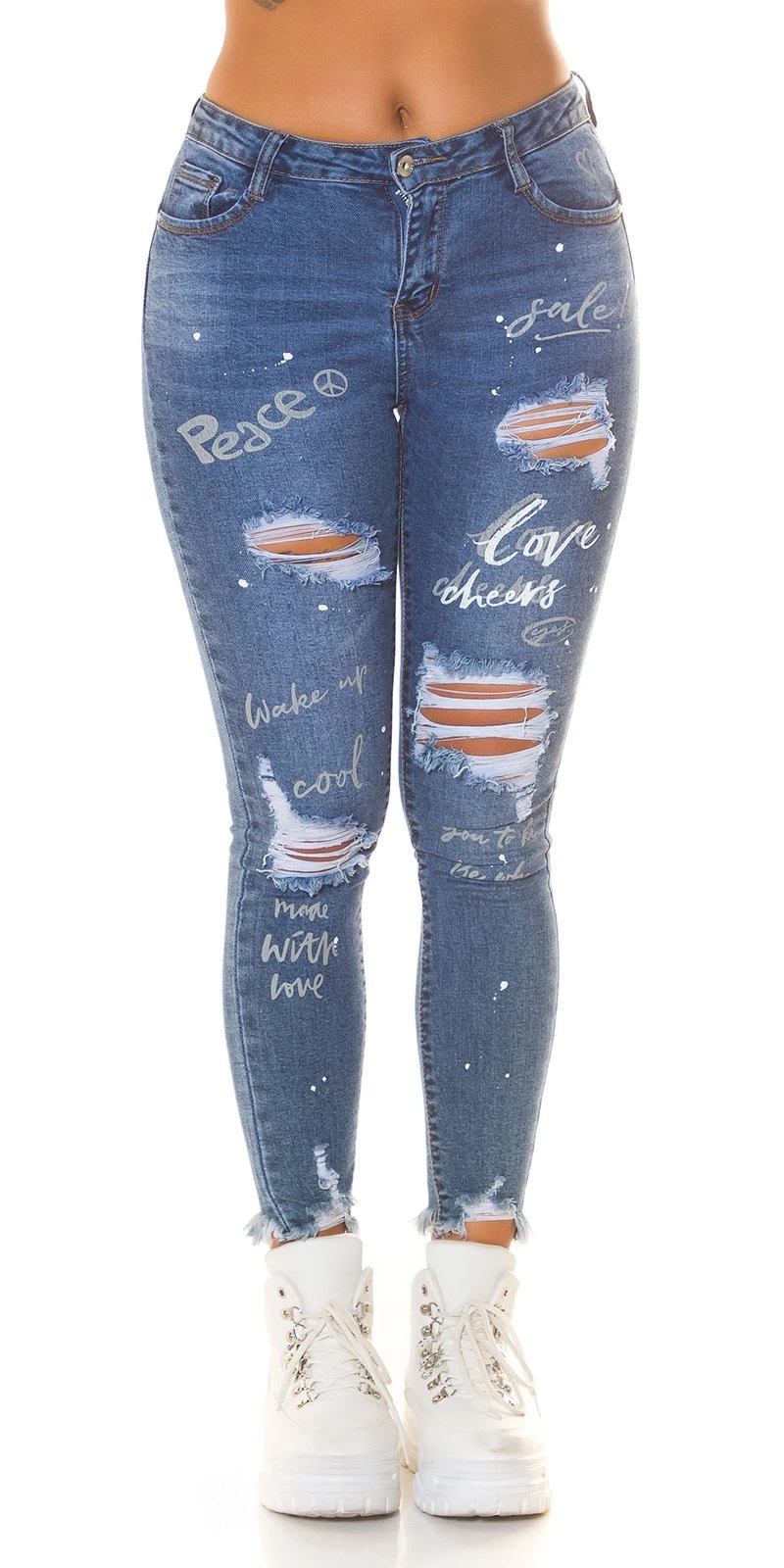 Stylische Denim Destroyed Skinny Jeans im Used Look für ein modernes, lässiges Statement Stylische Denim Destroyed Skinny Jeans im Used Look für ein modernes, lässiges Statement