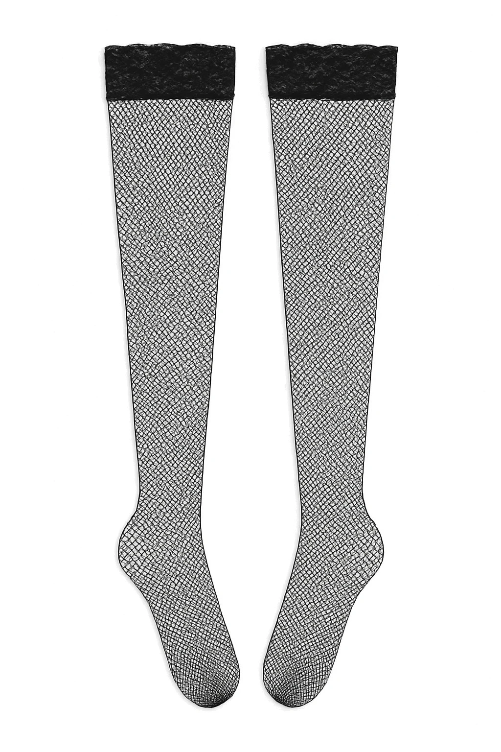 Halterlose Netzstrümpfe in Schwarz mit 7 cm Spitzenabschluss und Silikonstreifen für perfekten Halt von Veneziana