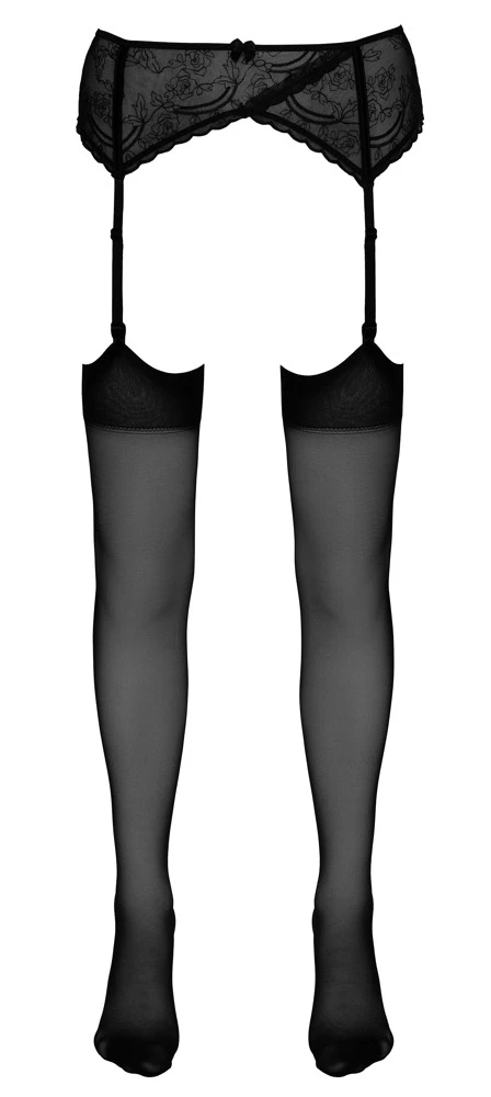 Cottelli Seidige Straps-Strümpfe mit Schlichtem Abschluss in schwarz