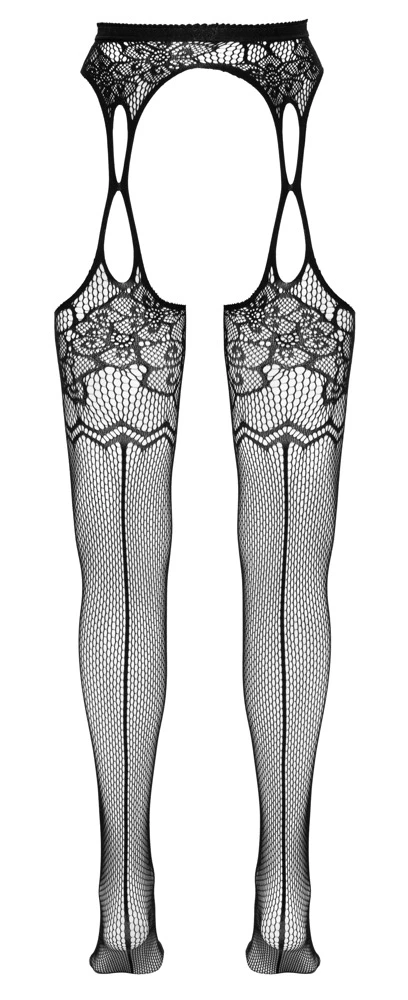 Cottelli Verführerische Eleganz: Die Strapsgurt-Strumpfhose mit floralen Mustern und ouvert gearbeitetem Schritt