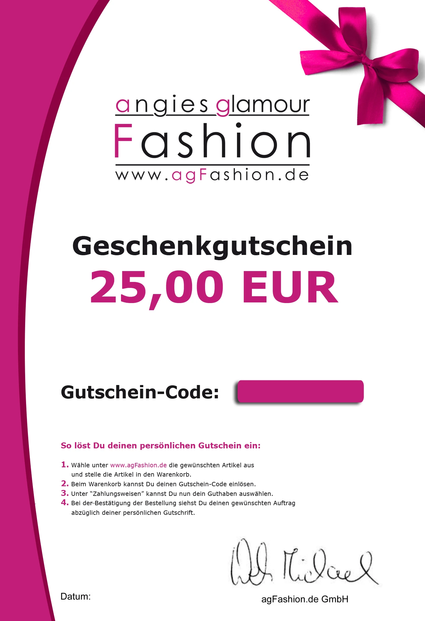 25,- Euro Geschenkgutschein